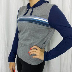 RVCA Grey & Navy Long-Sleeved Tee w/ Hood
